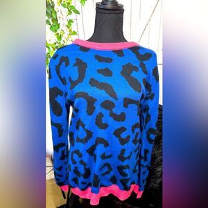 EUC Leopard-Print Colorblock Sweater